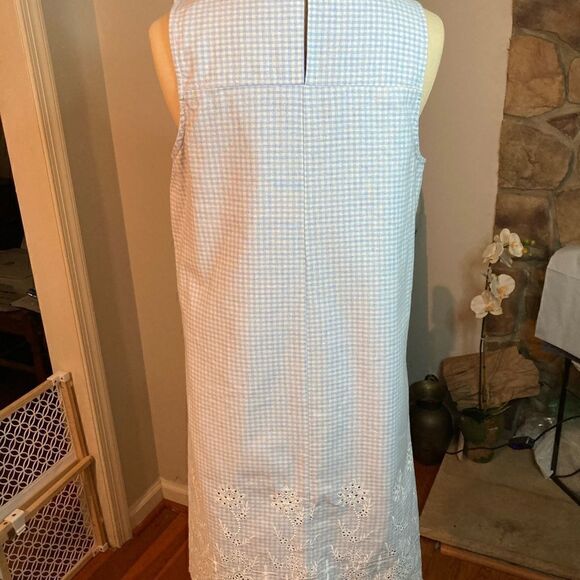 APRICOT BABY BLUE AND WHITE CHECKER DRESS - SZ. M - Picture 2 of 4